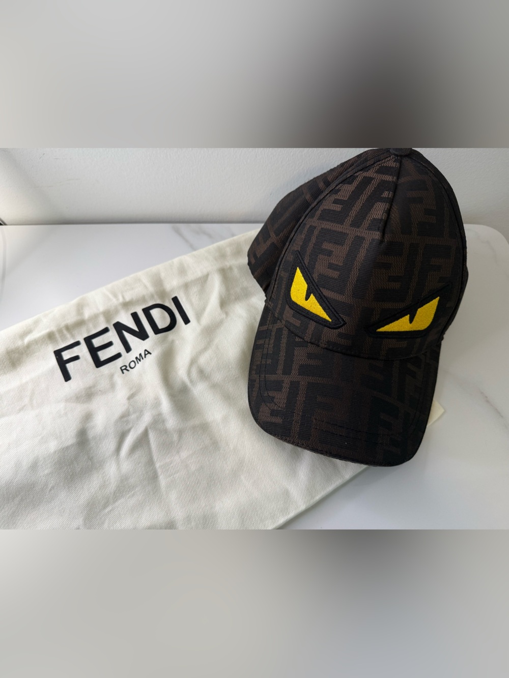 Fendi FF Zucca Monster Eyes Bag Bugs Baseball Cap | Brown/Black | Made in Italy - Picture 2 of 6